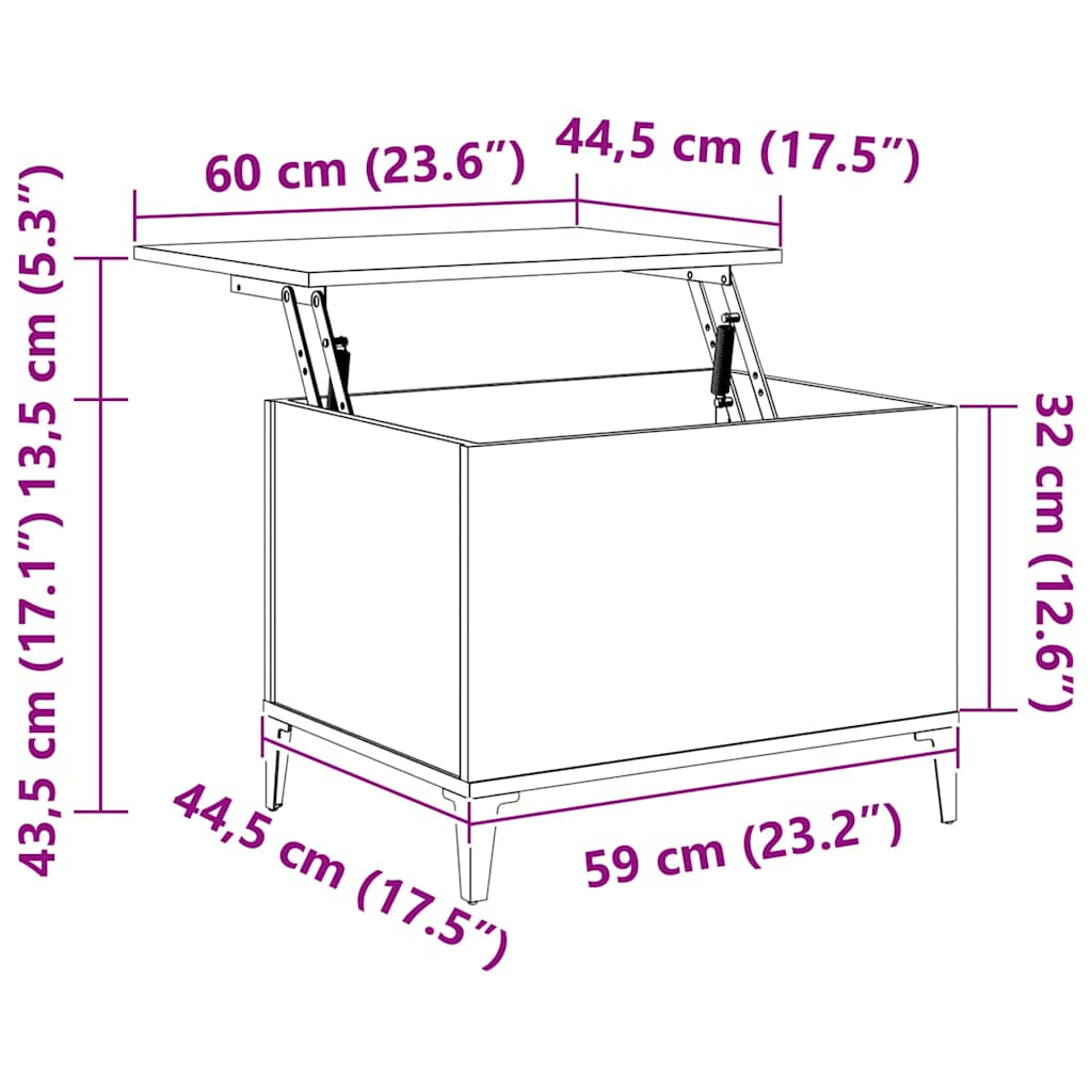 Tavolino Salotto Grigio Cemento 60x44,5x45 cm Legno Multistrato | homemem39