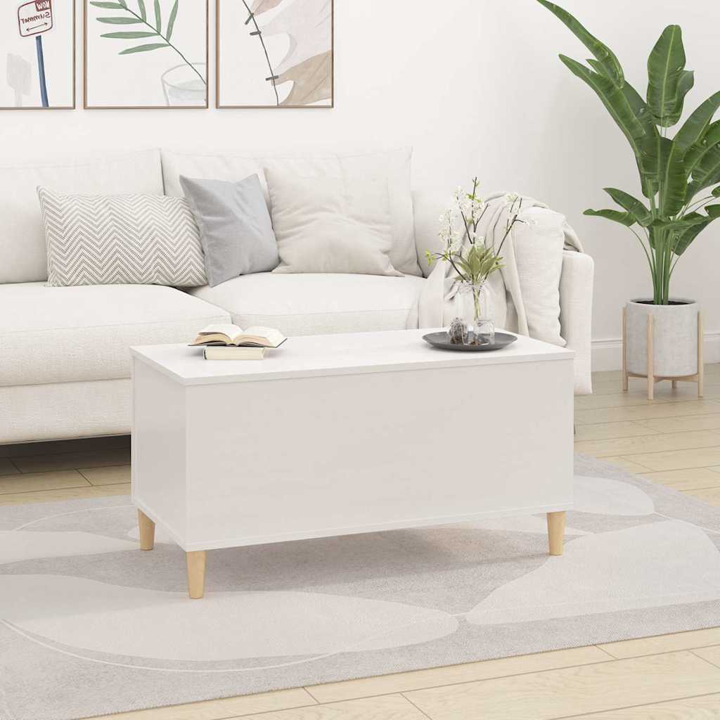 Tavolino Salotto Bianco Lucido 90x44,5x45 cm Legno Multistrato | homemem39
