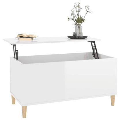 Tavolino Salotto Bianco Lucido 90x44,5x45 cm Legno Multistrato | homemem39