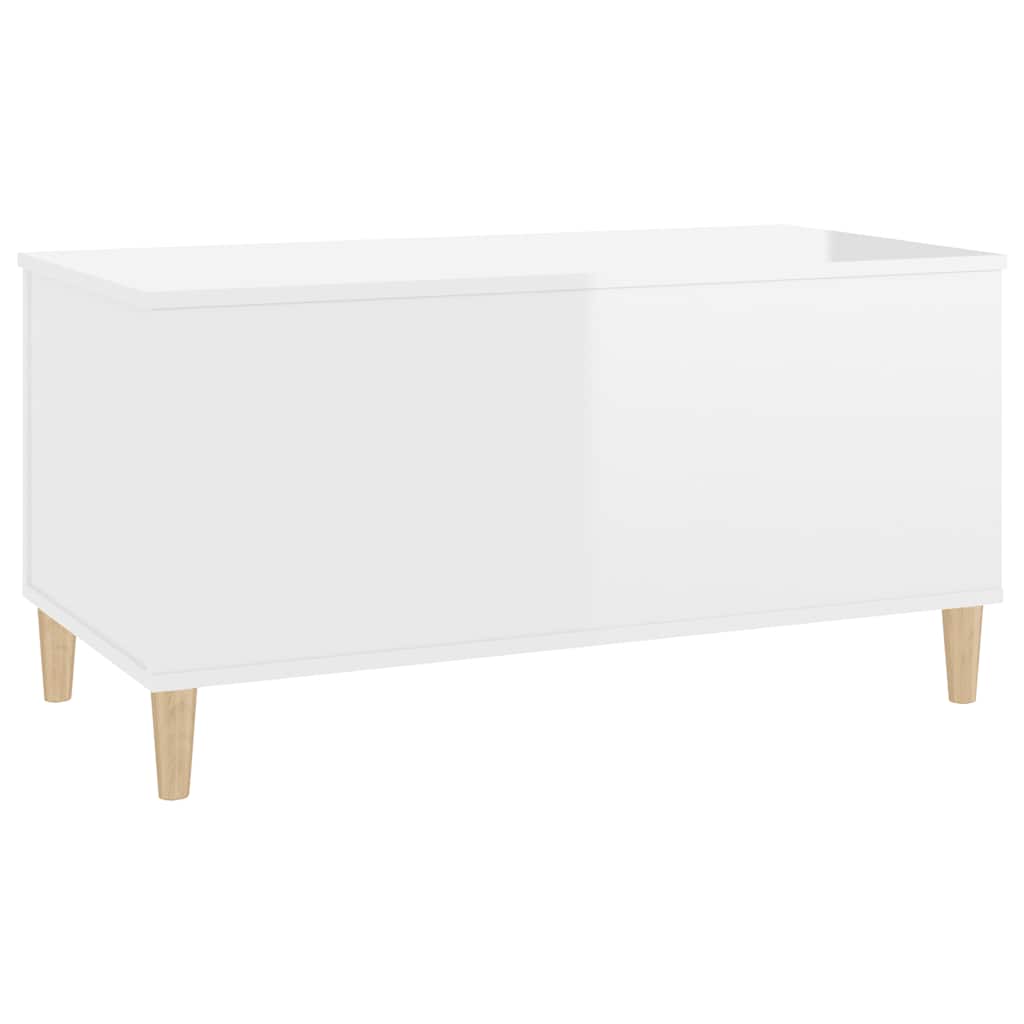 Tavolino Salotto Bianco Lucido 90x44,5x45 cm Legno Multistrato | homemem39