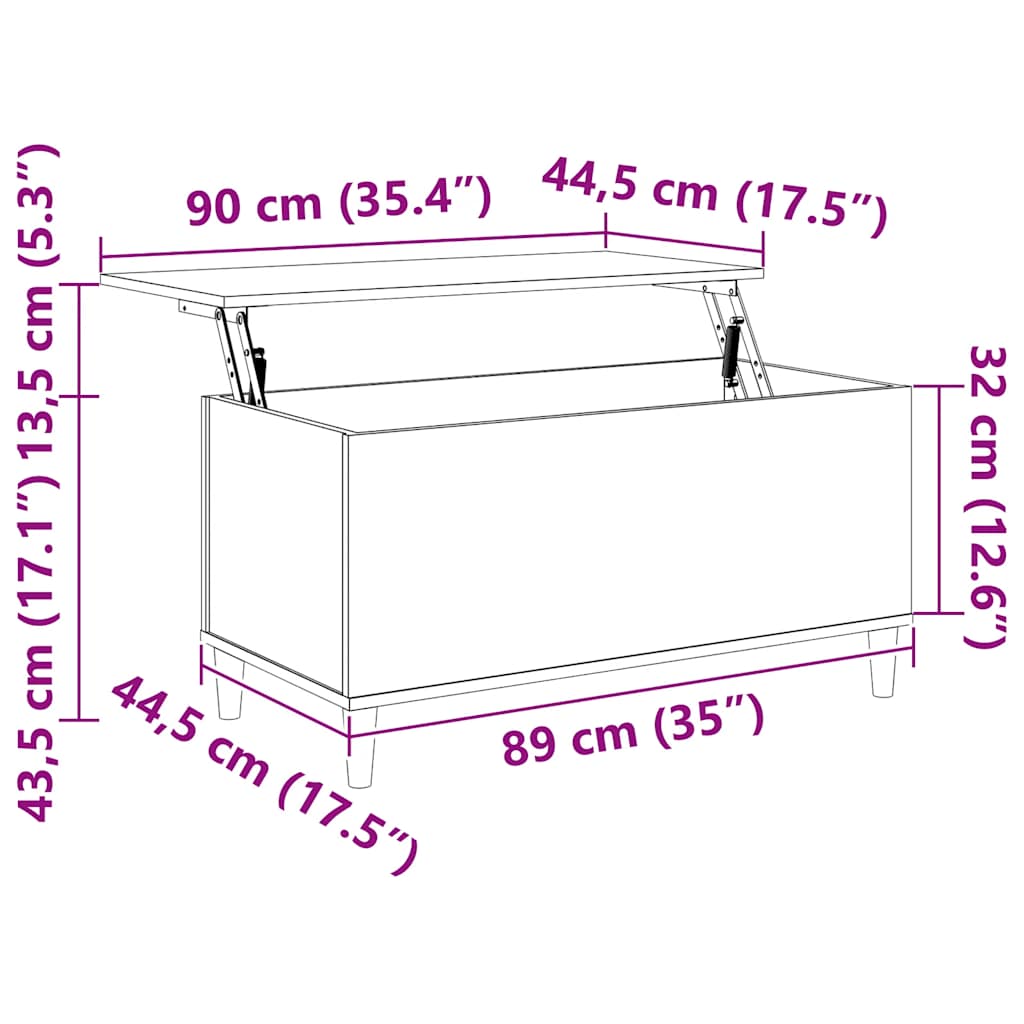 Tavolino da Salotto Rovere Fumo 90x44,5x45 cm Legno Multistrato