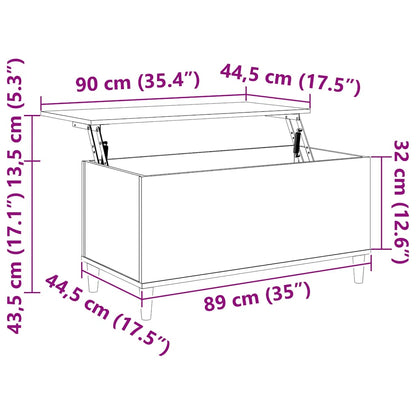 Tavolino da Salotto Rovere Fumo 90x44,5x45 cm Legno Multistrato