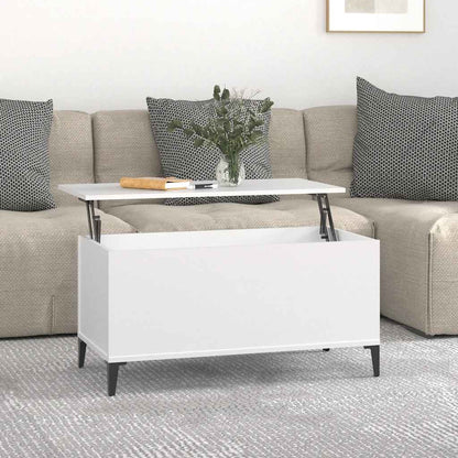 Tavolino da Salotto Bianco 90x44,5x45 cm in Legno Multistrato