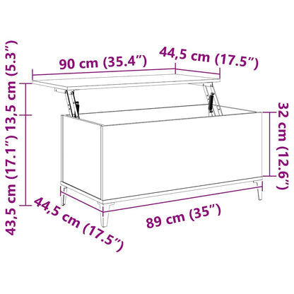 Tavolino da Salotto Nero 90x44,5x45 cm in Legno Multistrato