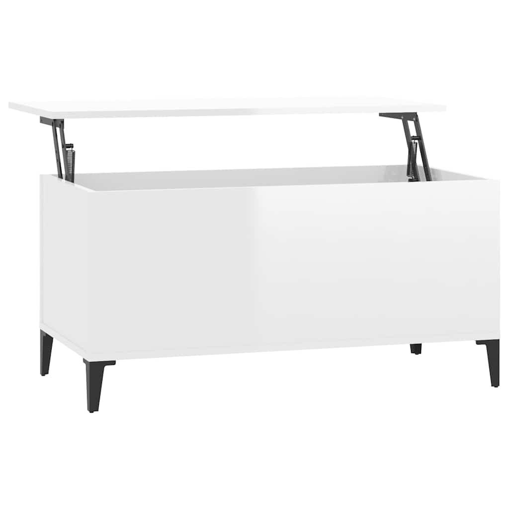 Tavolino Salotto Bianco Lucido 90x44,5x45 cm Legno Multistrato | homemem39