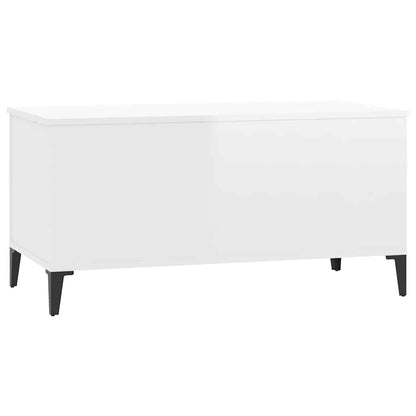 Tavolino Salotto Bianco Lucido 90x44,5x45 cm Legno Multistrato | homemem39