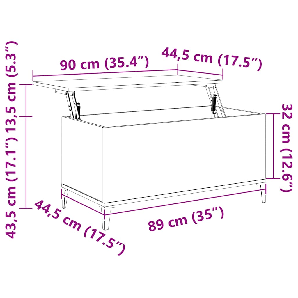 Tavolino da Salotto Rovere Fumo 90x44,5x45 cm Legno Multistrato