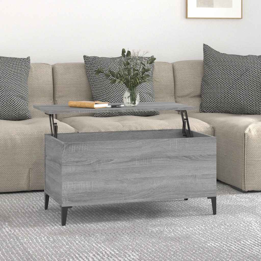 Tavolino Salotto Grigio Sonoma 90x44,5x45 cm Legno Multistrato