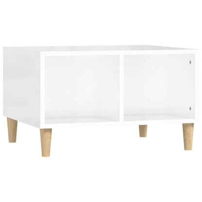 Tavolino Salotto Bianco Lucido 60x50x36,5 cm Legno Multistrato | homemem39