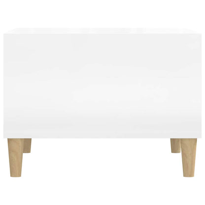 Tavolino Salotto Bianco Lucido 60x50x36,5 cm Legno Multistrato | homemem39