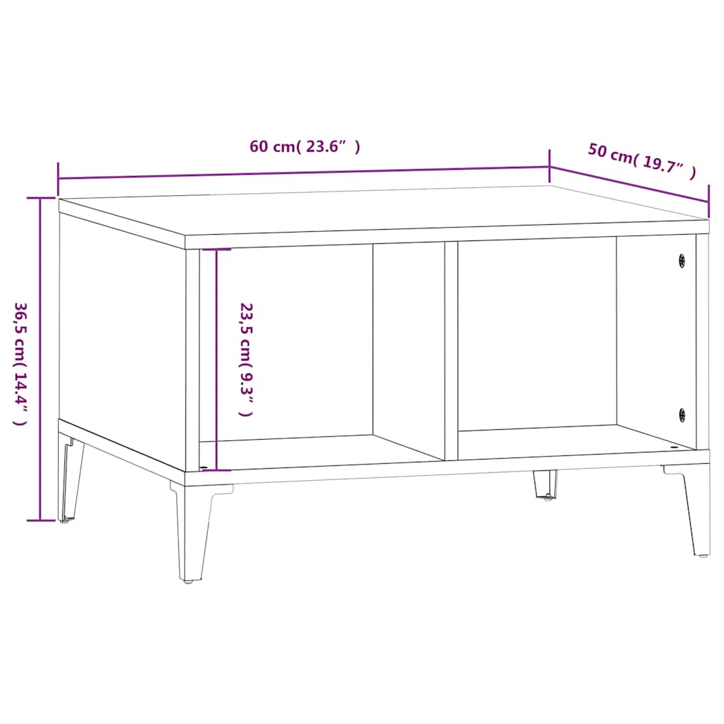 Tavolino da Salotto Nero 60x50x36,5 cm in Legno Multistrato | homemem39