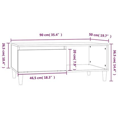 Tavolino da Salotto Nero 90x50x36,5 cm in Legno Multistrato