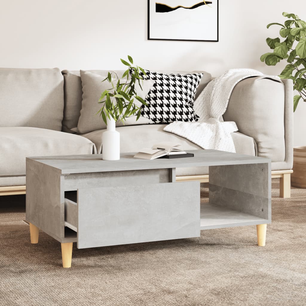 Tavolino Salotto Grigio Cemento 90x50x36,5 cm Legno Multistrato | homemem39