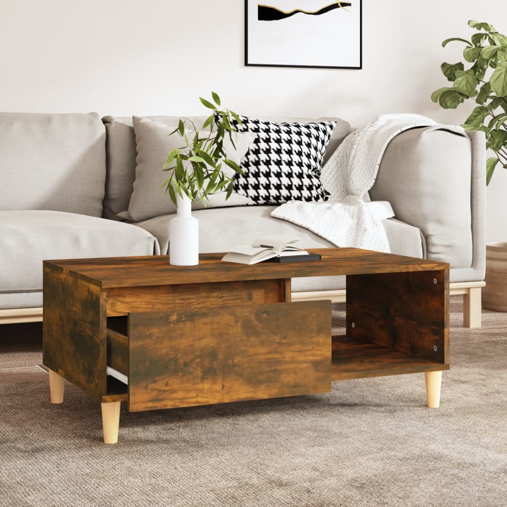 Tavolino da Salotto Rovere Fumo 90x50x36,5 cm Legno Multistrato | homemem39