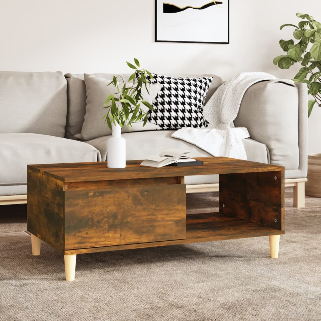 Tavolino da Salotto Rovere Fumo 90x50x36,5 cm Legno Multistrato | homemem39