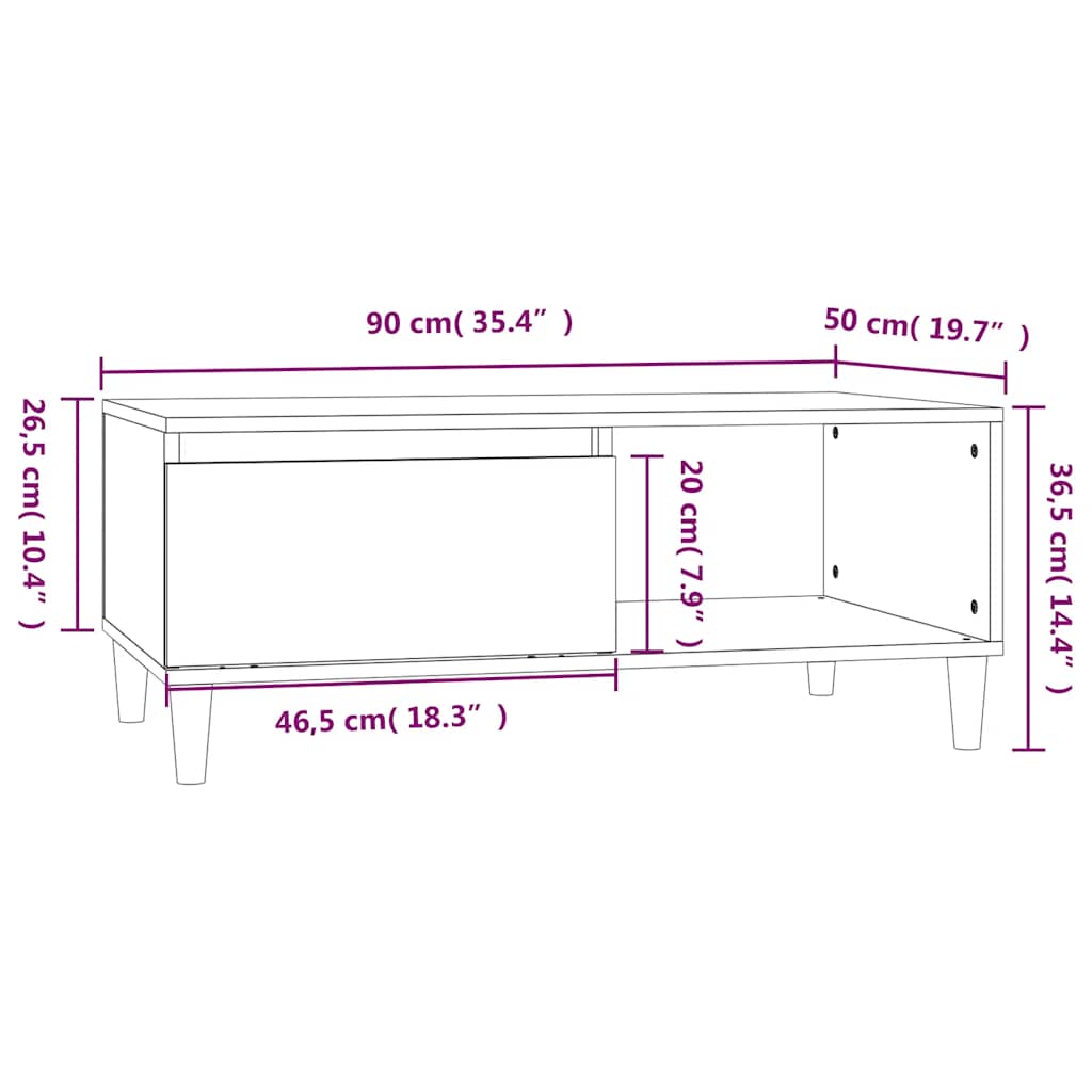 Tavolino Salotto Grigio Sonoma 90x50x36,5 cm Legno Multistrato | homemem39