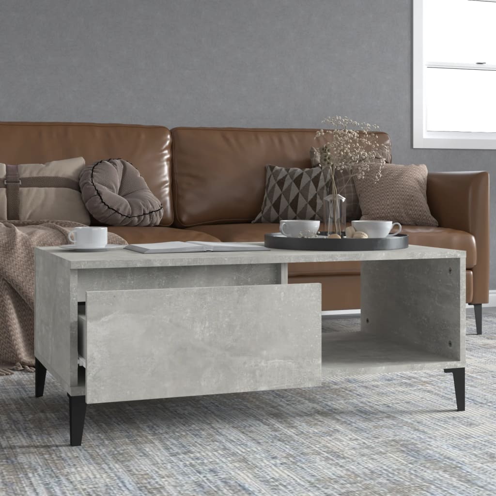 Tavolino Salotto Grigio Cemento 90x50x36,5 cm Legno Multistrato | homemem39