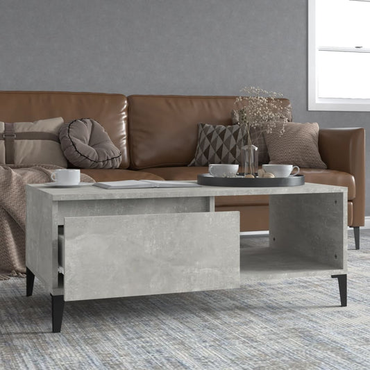 Tavolino Salotto Grigio Cemento 90x50x36,5 cm Legno Multistrato | homemem39