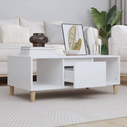 Tavolino da Salotto Bianco 90x50x36,5 cm in Legno Multistrato | homemem39