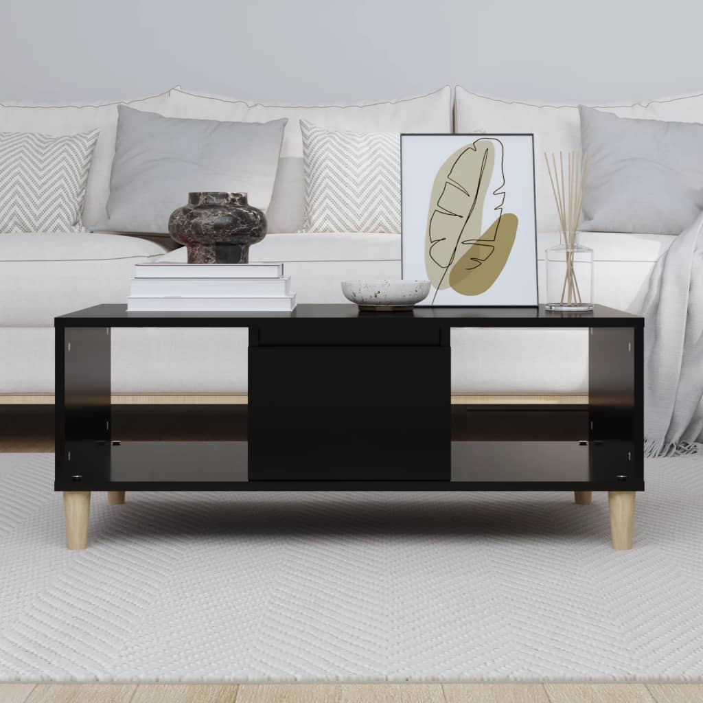 Tavolino da Salotto Nero 90x50x36,5 cm in Legno Multistrato | homemem39