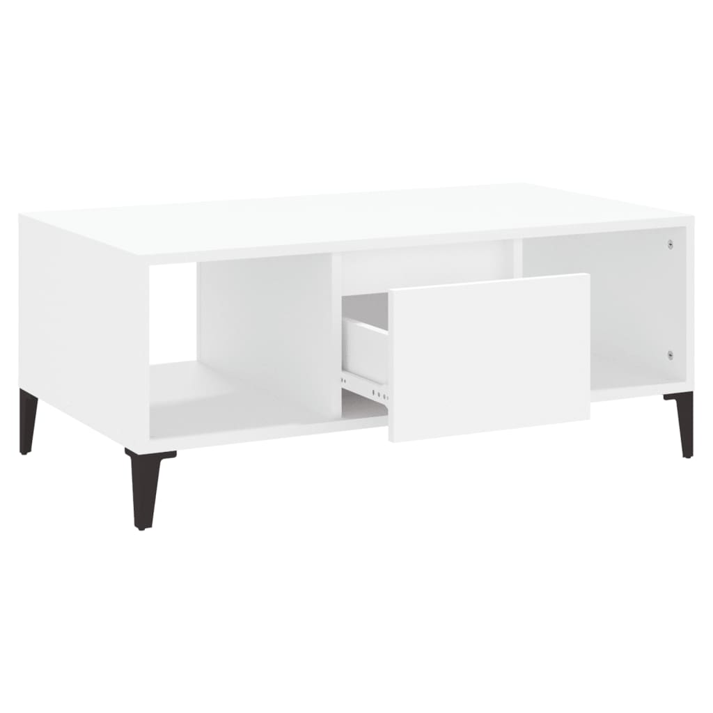 Tavolino da Salotto Bianco 90x50x36,5 cm in Legno Multistrato | homemem39