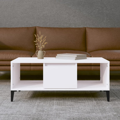 Tavolino da Salotto Bianco 90x50x36,5 cm in Legno Multistrato | homemem39