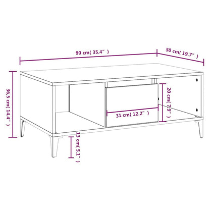 Tavolino Salotto Grigio Sonoma 90x50x36,5 cm Legno Multistrato