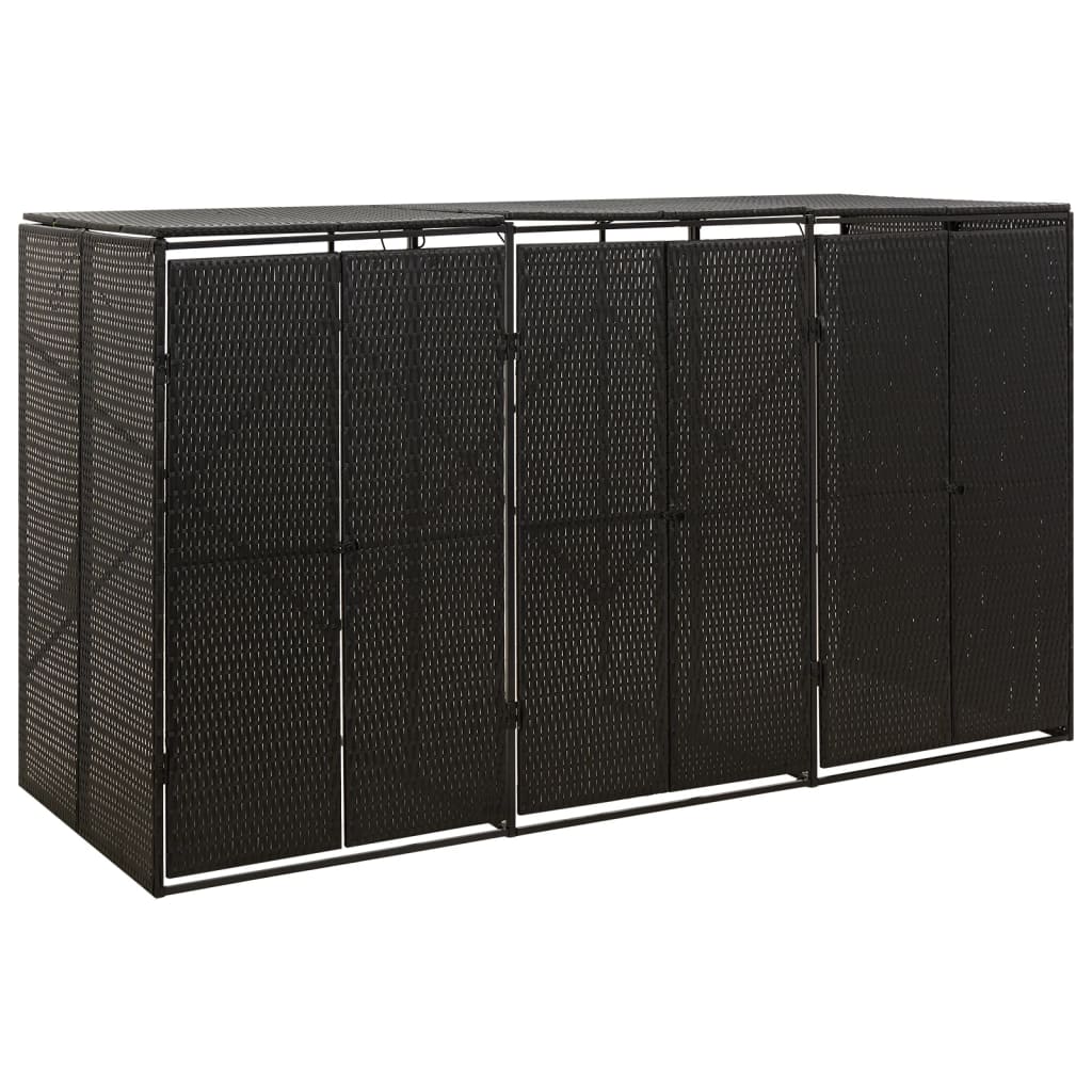 Copribidone Triplo Nero 207x80x117 cm in Polyrattan - homemem39