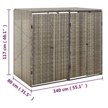 Copribidone Doppio Grigio 140x80x117 cm in Polyrattan