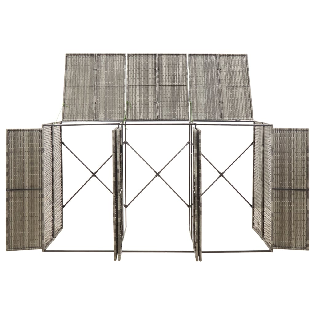 Copribidone Triplo Grigio 207x80x117 cm in Polyrattan - homemem39