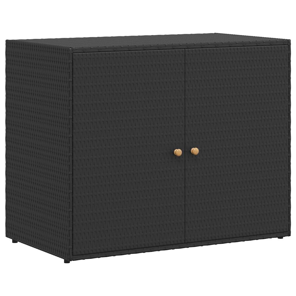 Mobiletto da giardino nero 100x55,5x80 cm in polyrattan | homemem39