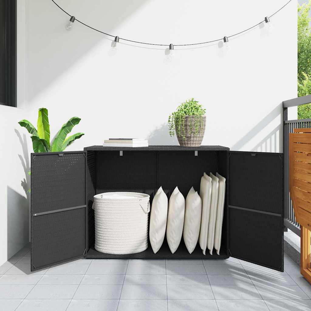 Mobiletto da giardino nero 100x55,5x80 cm in polyrattan | homemem39