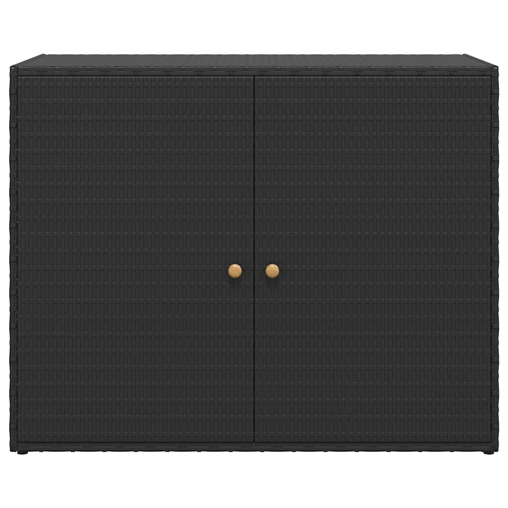 Mobiletto da giardino nero 100x55,5x80 cm in polyrattan | homemem39