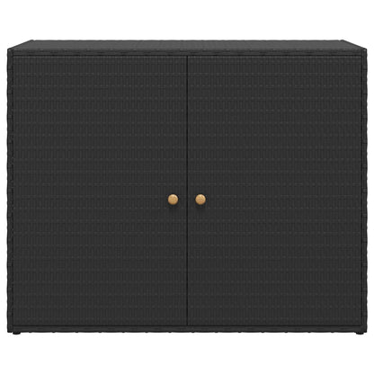 Mobiletto da giardino nero 100x55,5x80 cm in polyrattan | homemem39