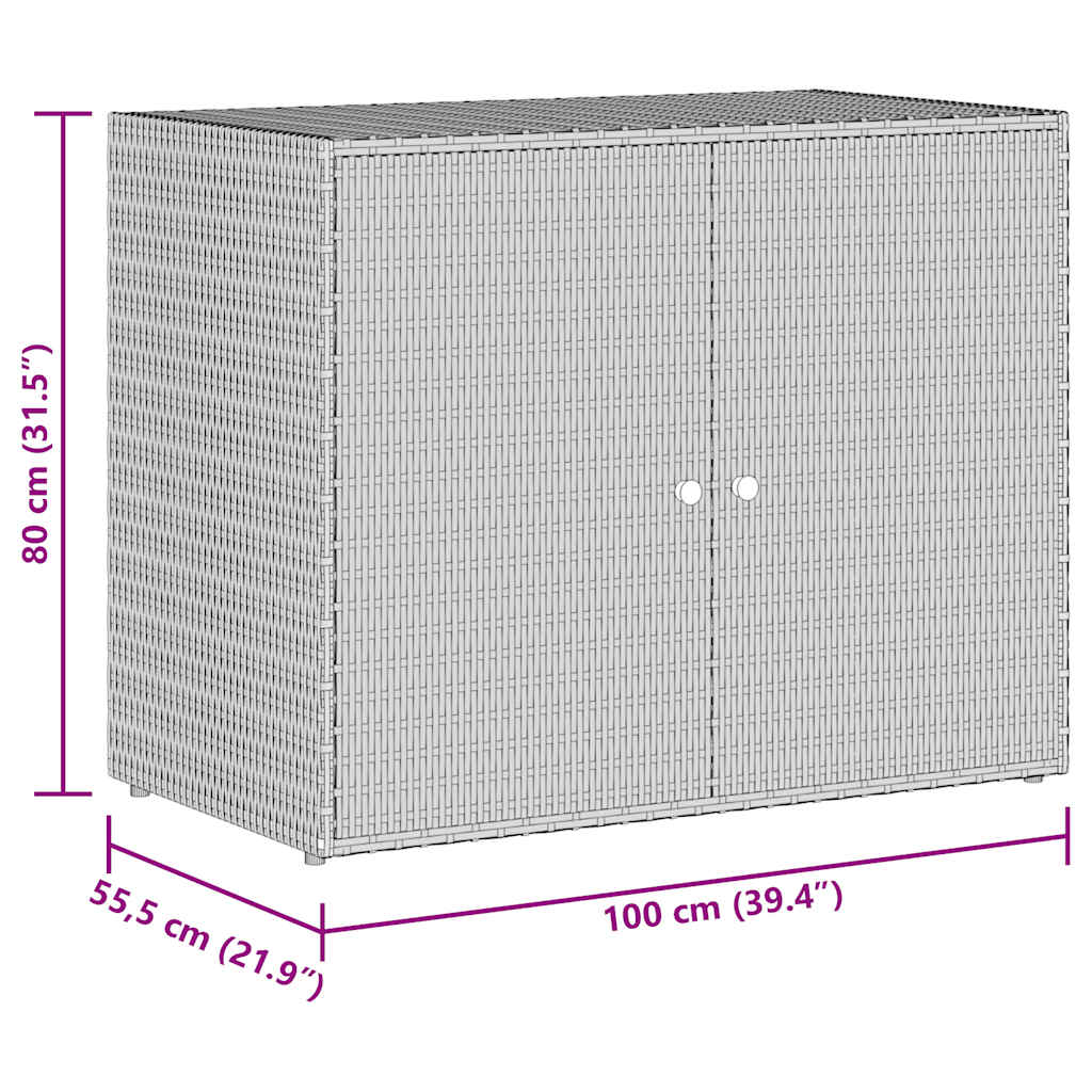 Mobiletto da giardino nero 100x55,5x80 cm in polyrattan | homemem39