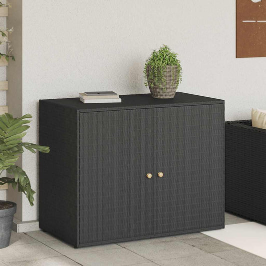Mobiletto da giardino nero 100x55,5x80 cm in polyrattan | homemem39