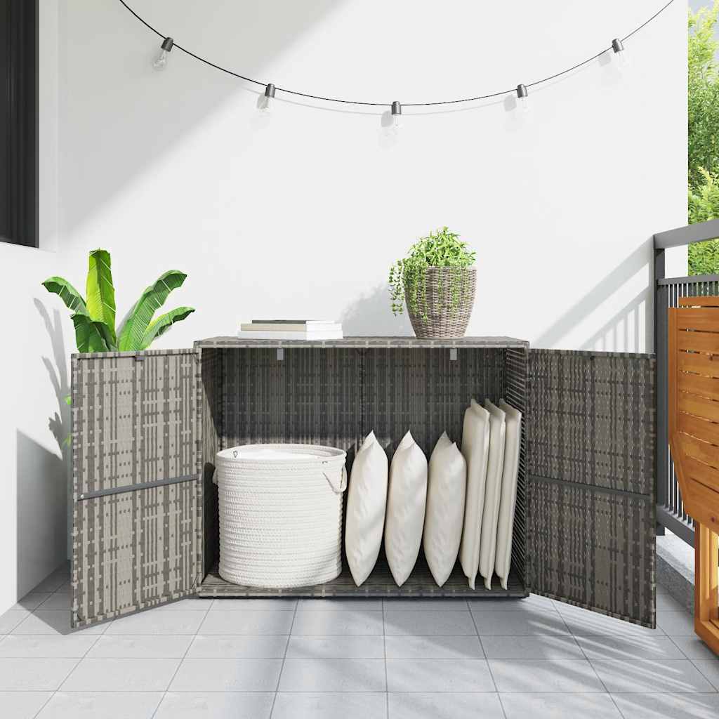 Mobile Portaoggetti da Giardino Grigio 100x55,5x80cm Polyrattan | homemem39