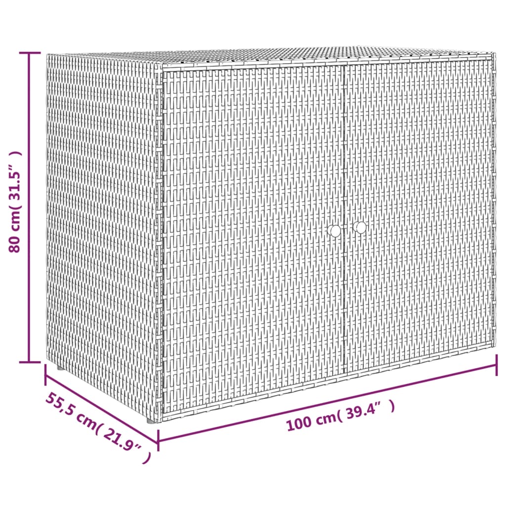 Mobile Portaoggetti da Giardino Grigio 100x55,5x80cm Polyrattan - homemem39