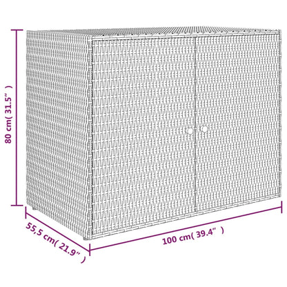 Mobile Portaoggetti da Giardino Grigio 100x55,5x80cm Polyrattan - homemem39