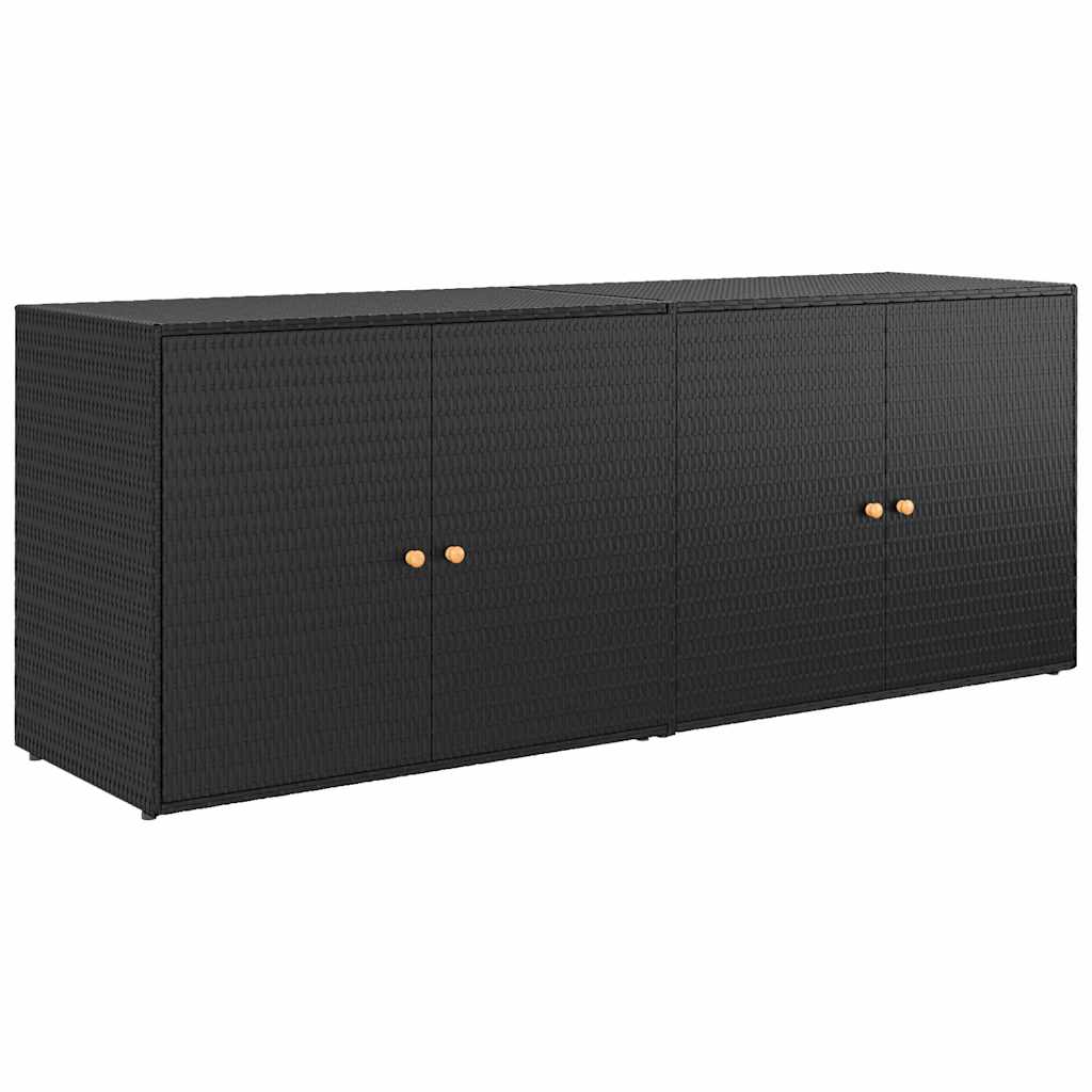 Mobiletto da giardino nero 198x55,5x80 cm in polyrattan | homemem39