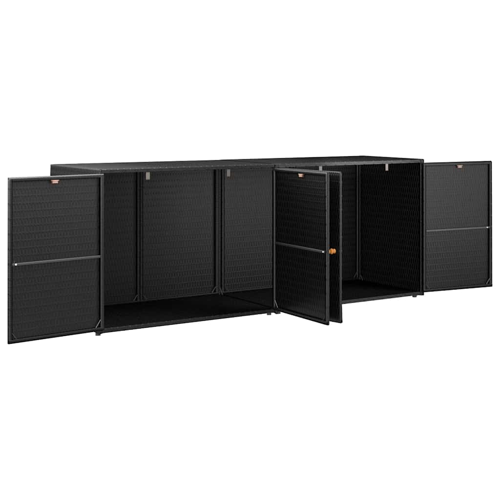 Mobiletto da giardino nero 198x55,5x80 cm in polyrattan | homemem39