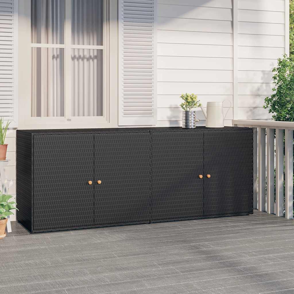 Mobiletto da giardino nero 198x55,5x80 cm in polyrattan | homemem39