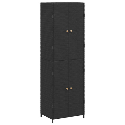 Armadietto Portaoggetti da Giardino Nero 59x40x180cm Polyrattan