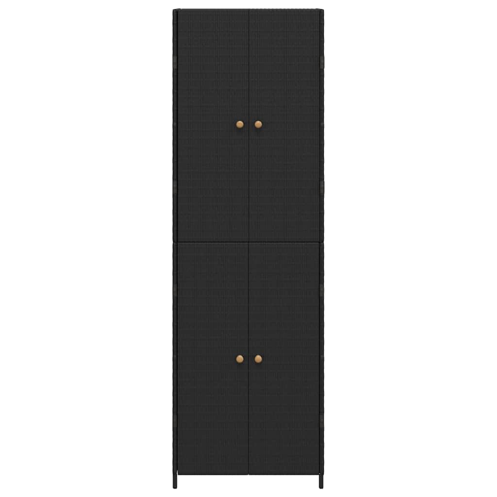 Armadietto Portaoggetti da Giardino Nero 59x40x180cm Polyrattan