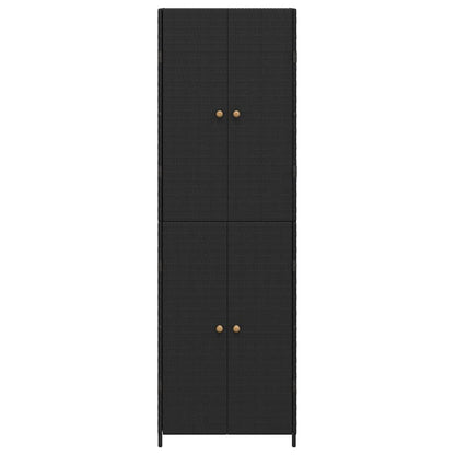 Armadietto Portaoggetti da Giardino Nero 59x40x180cm Polyrattan