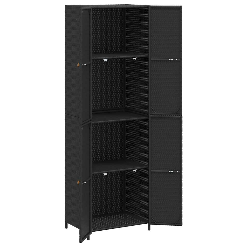 Armadietto Portaoggetti da Giardino Nero 59x40x180cm Polyrattan