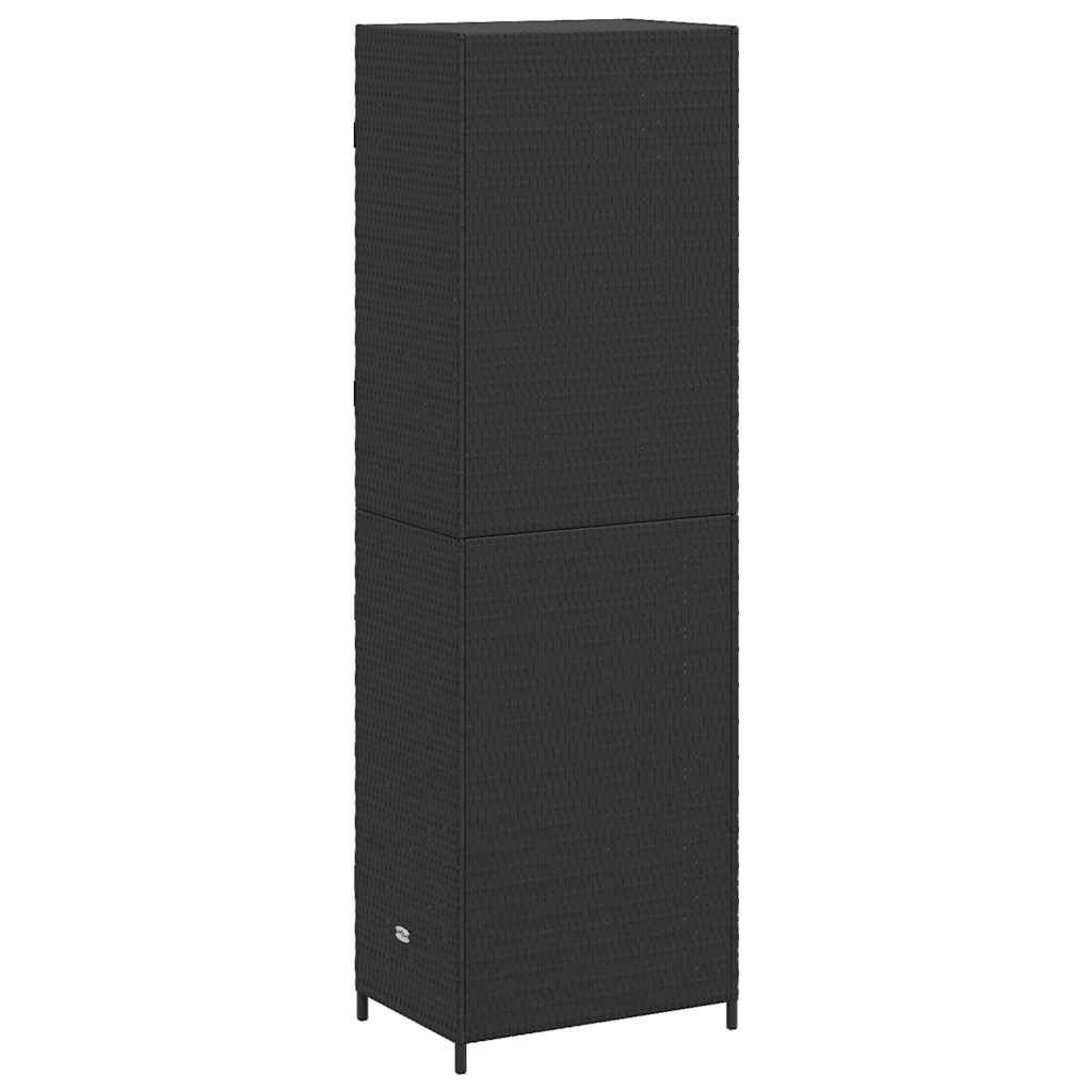 Armadietto Portaoggetti da Giardino Nero 59x40x180cm Polyrattan