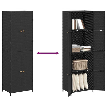 Armadietto Portaoggetti da Giardino Nero 59x40x180cm Polyrattan