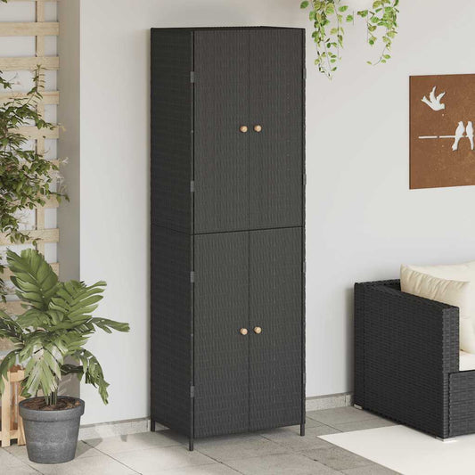 Armadietto Portaoggetti da Giardino Nero 59x40x180cm Polyrattan