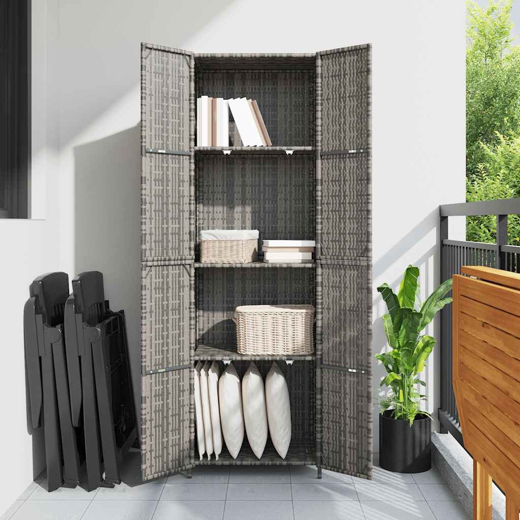 Armadietto Portaoggetti da Giardino 59x40x180 cm in Polyrattan